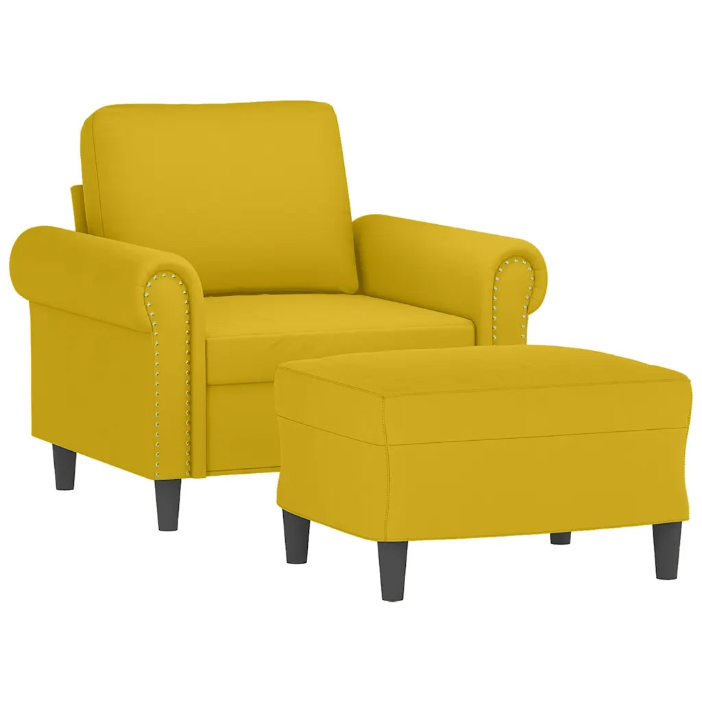 Poltrona con Poggiapiedi Giallo 60 cm in Velluto
