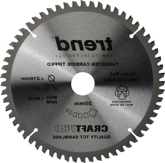 Lama circolare per sega a nastro TCT - diametro 216mm - CraftPro - carburo di tungsteno - 60 denti