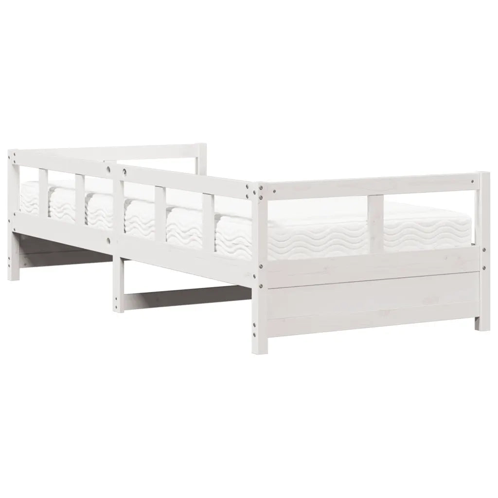 Dormeuse con Materasso Bianca 90x200 cm Legno Massello Pino