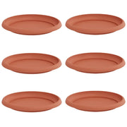 Set di 6 vassoi rotondi per fiori adatti sia per interni che per esterni 21,5 x 21,5 x 2,5 cm in plastica rosso mattone 02_0059338