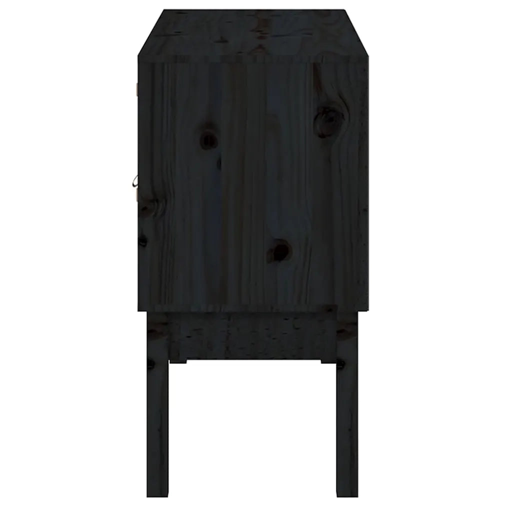 Credenza | Madia | Buffet da pranzo | Armadio da pranzo Nera 110x40x78 cm in Legno Massello di Pino