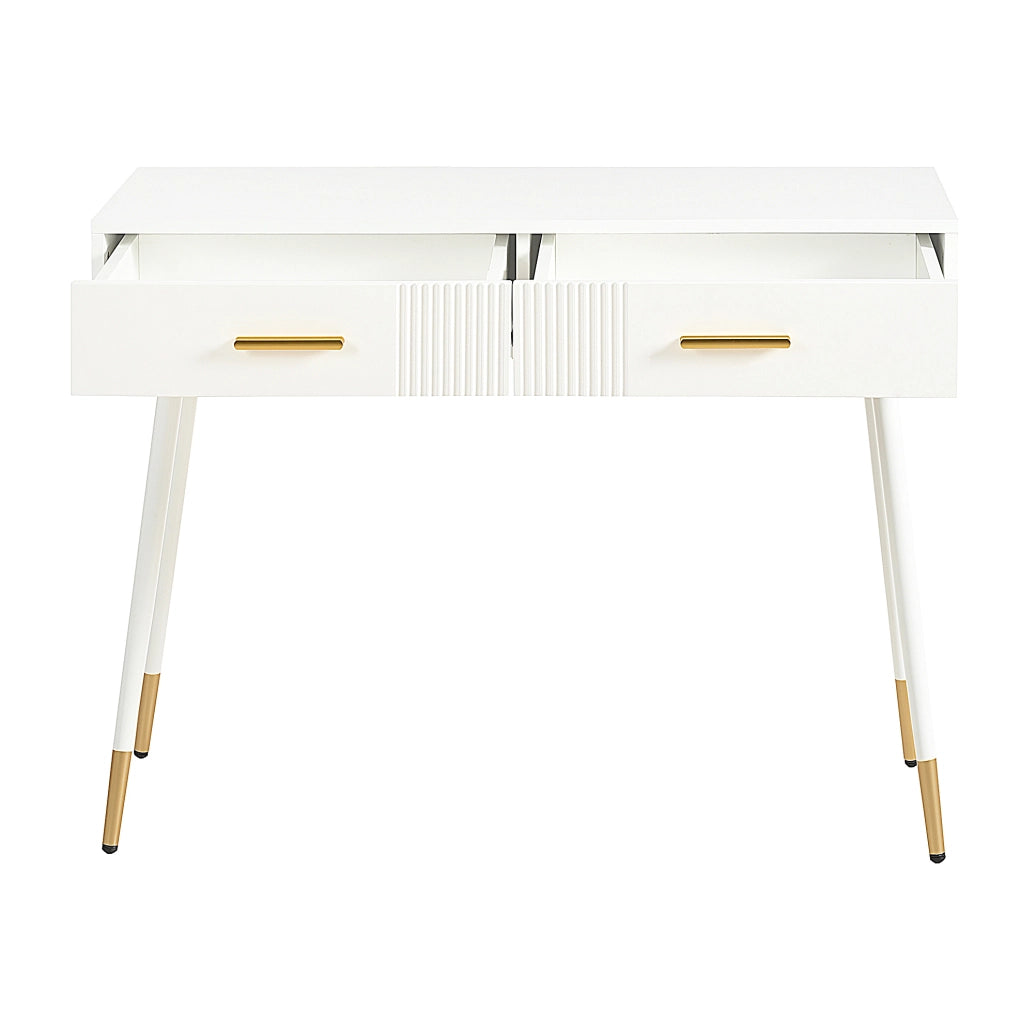 Tavolo da toeletta 100x40x76 cm con 2 cassetti; bianco