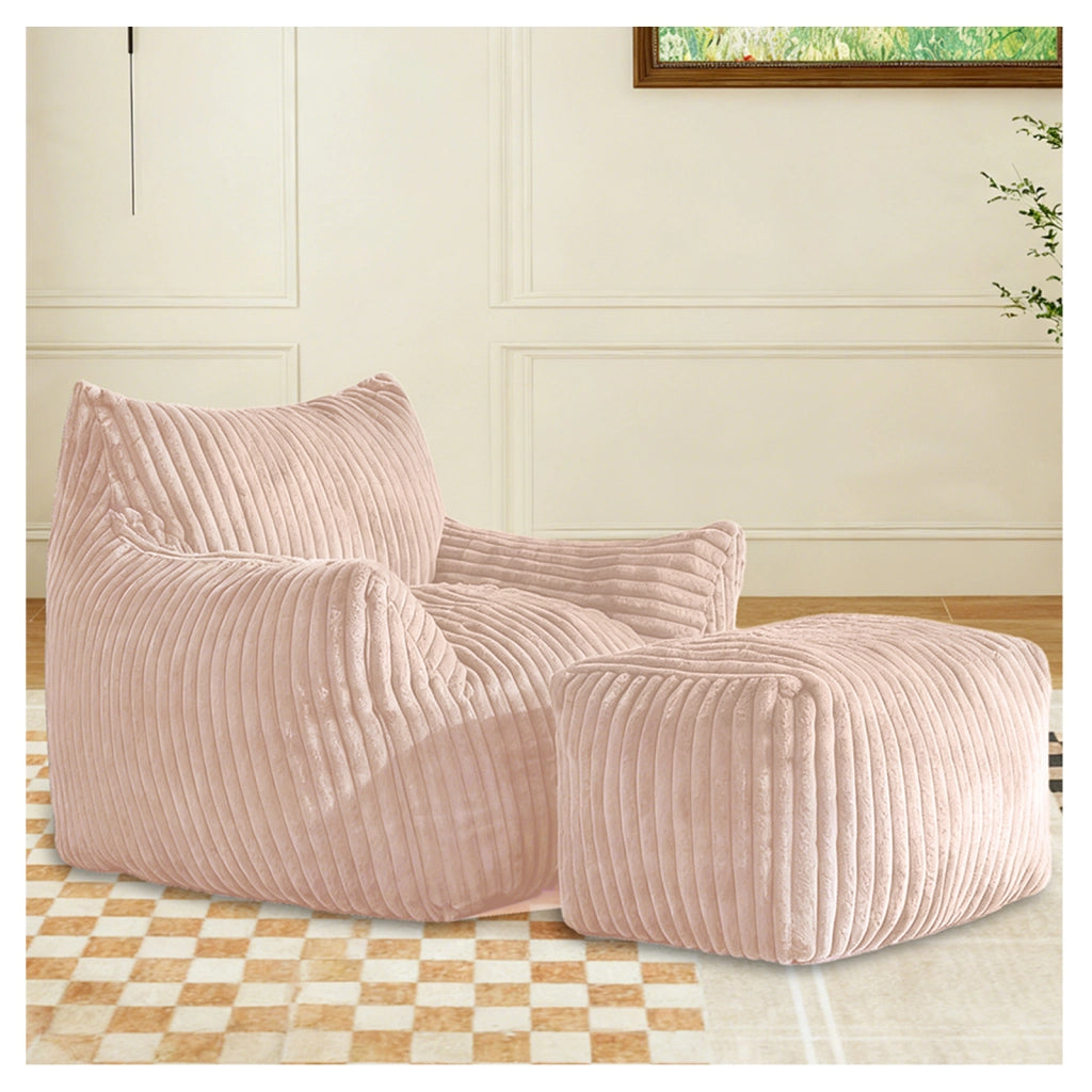 Poltrona con pouf Supporto ergonomico a 5 zone in Flannelette Rosa