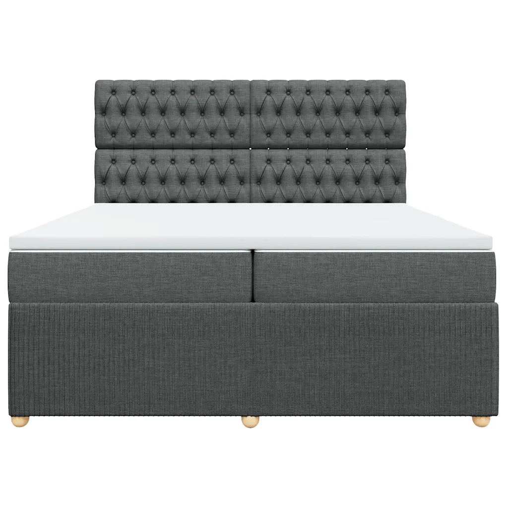 Giroletto a Molle con Materasso Grigio Scuro 200x200 cm Tessuto 3292171