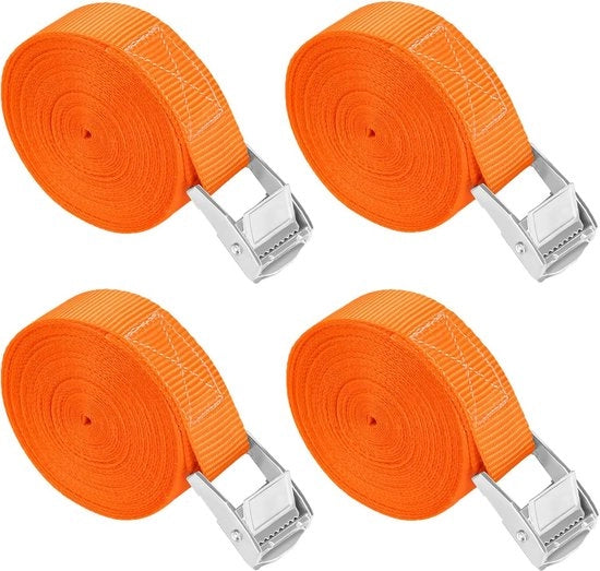 Set di Cinture di Sospensione da 4 - Cinture di Sospensione Grasse con Rattoppo per Bicicletta, Auto, Rimorchio e Bagaglio - 6 Metri