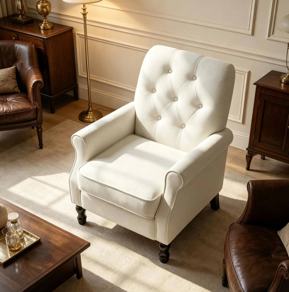 Poltrona lounge 69x75x90 cm con molle insacchettate in lino