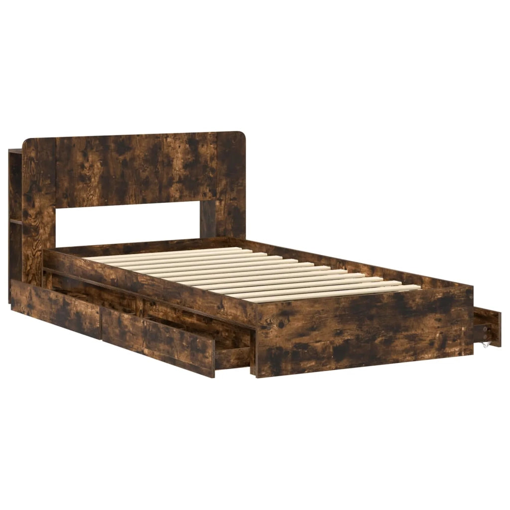 Telaio del letto con storage Rovere Fumo 90 x 190 cm
