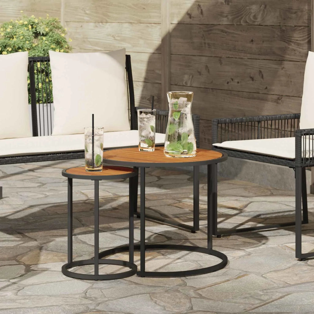 Set di 2 pz Tavolini da salotto | Tavolino da caff¨¨ | Tavolino da Soggiorno Naturale e Nero 55 x 55 x 45 cm
