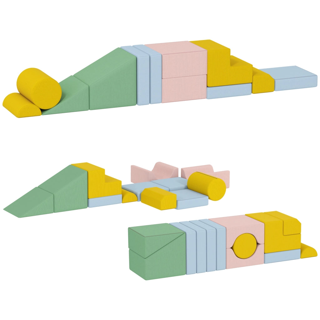 Set di blocchi morbidi per bambini ¨C zephmum ¨C 12 pezzi tessuto lavabile pastello