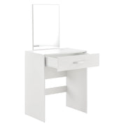 Toeletta con specchio cassetto sgabello cassettiera da parrucchiere 132 cm bianco 03_0005019