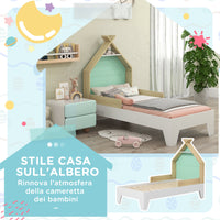 Struttura Letto Singolo per Bambini 144x74x110 cm Casetta con Sponde in Legno Verde