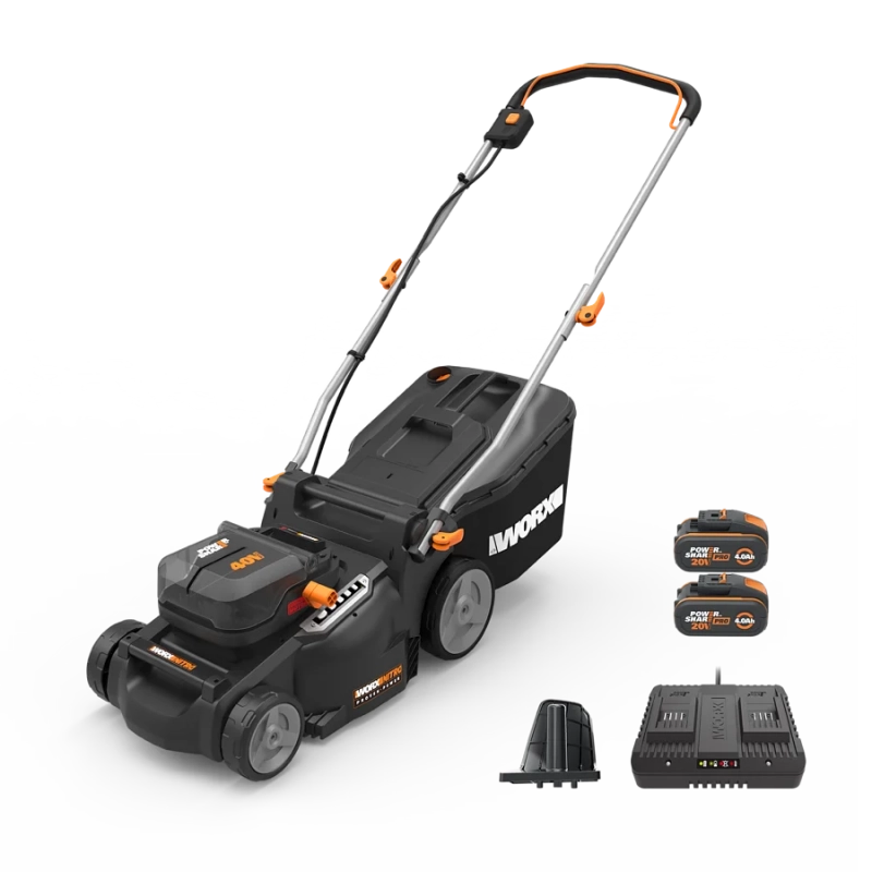 Rasaerba a Batteria 40V WG737E Nitro Brushless Taglio 37 cm 2 in 1 per Giardini fino a 550 m² con Cesto 40L - Worx