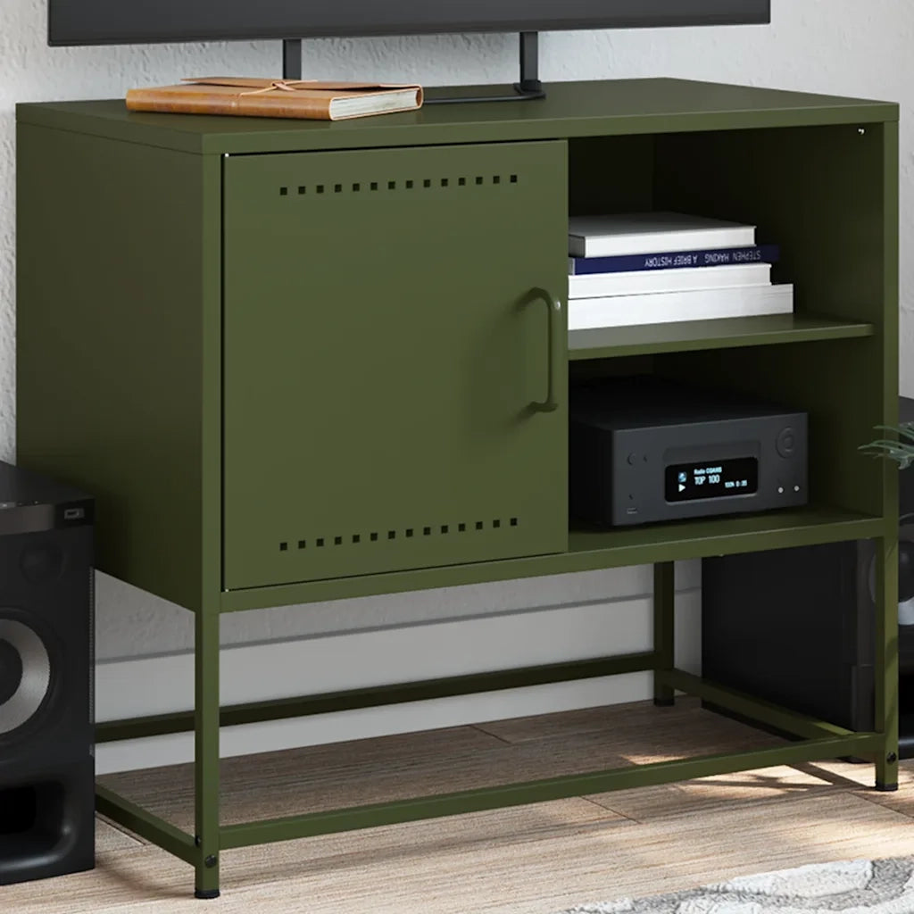 Mobile TV Verde Oliva 68x39x60,5 cm in Acciaio