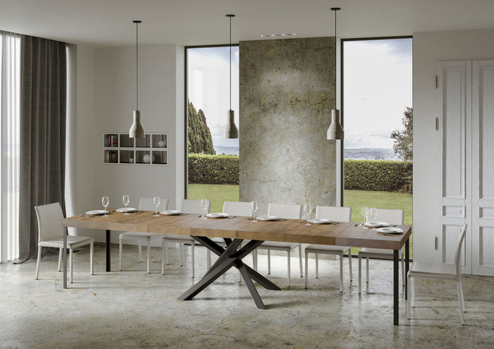 Tavolo Allungabile 120/380x90 cm Volantis Premium Noce Gambe Antracite