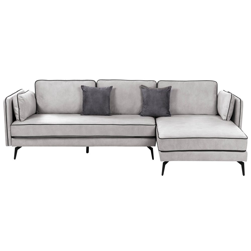 Divano 3 posti angolare regolabile lato sinistro in velluto grigio stile moderno design classico