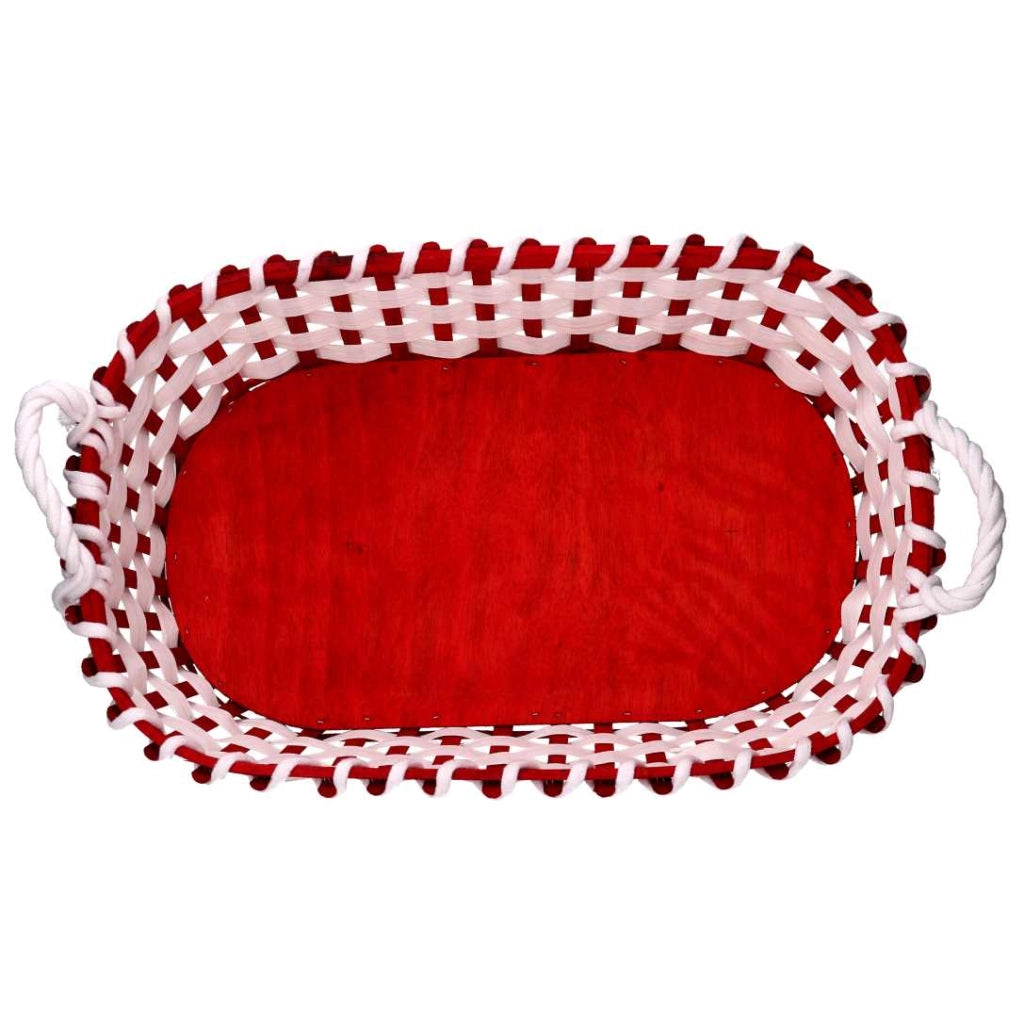 Cesto vimini rosso ovale cm50x38h13