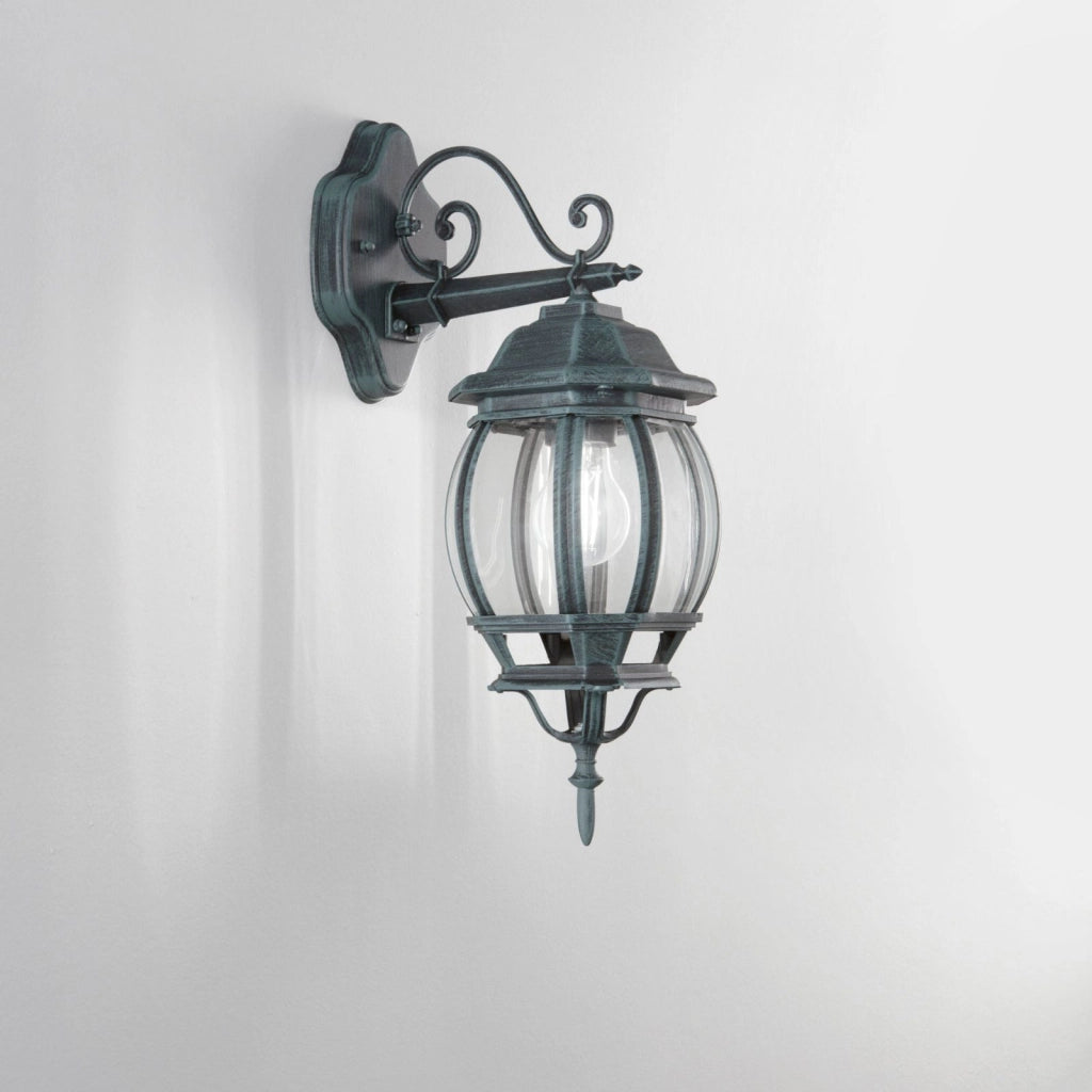 APPLIQUE DOWN VENEZIA NERA E RAME 1 LUCE ATTACCO E27 IP44 25X29X52,5CM