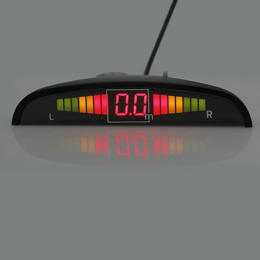 Trade Shop - Kit 4 Sensori Parcheggio Per Auto Retromarcia Posteriori Bianchi Con Led Display -