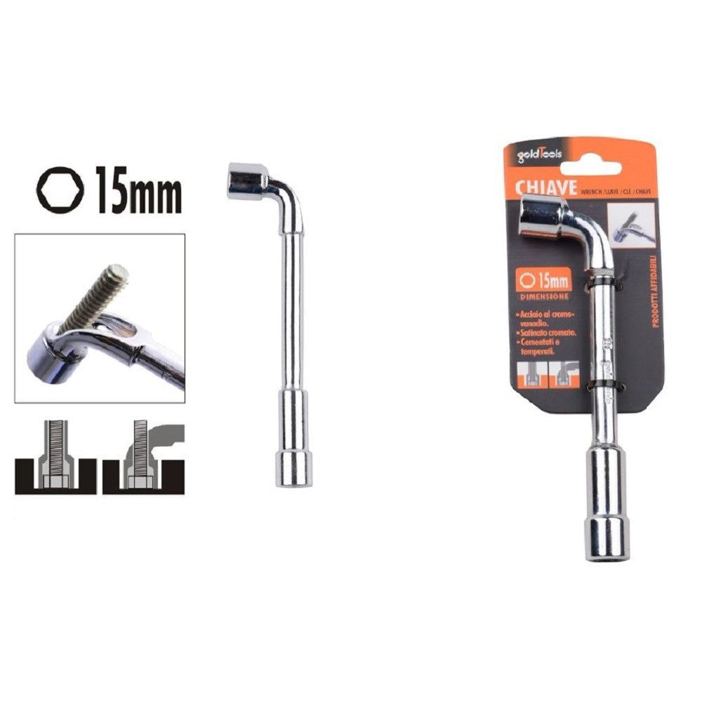 Trade Shop - Chiave Tipo L Bussola 15mm Bocca Esagonale Cromo Vanadio Acciaio 91623 Ferramenta -