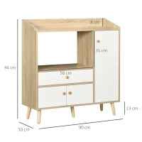 Mobile Cucina per Microonde con 2 Armadietti e Cassetto, 90x30x94cm, in MDF