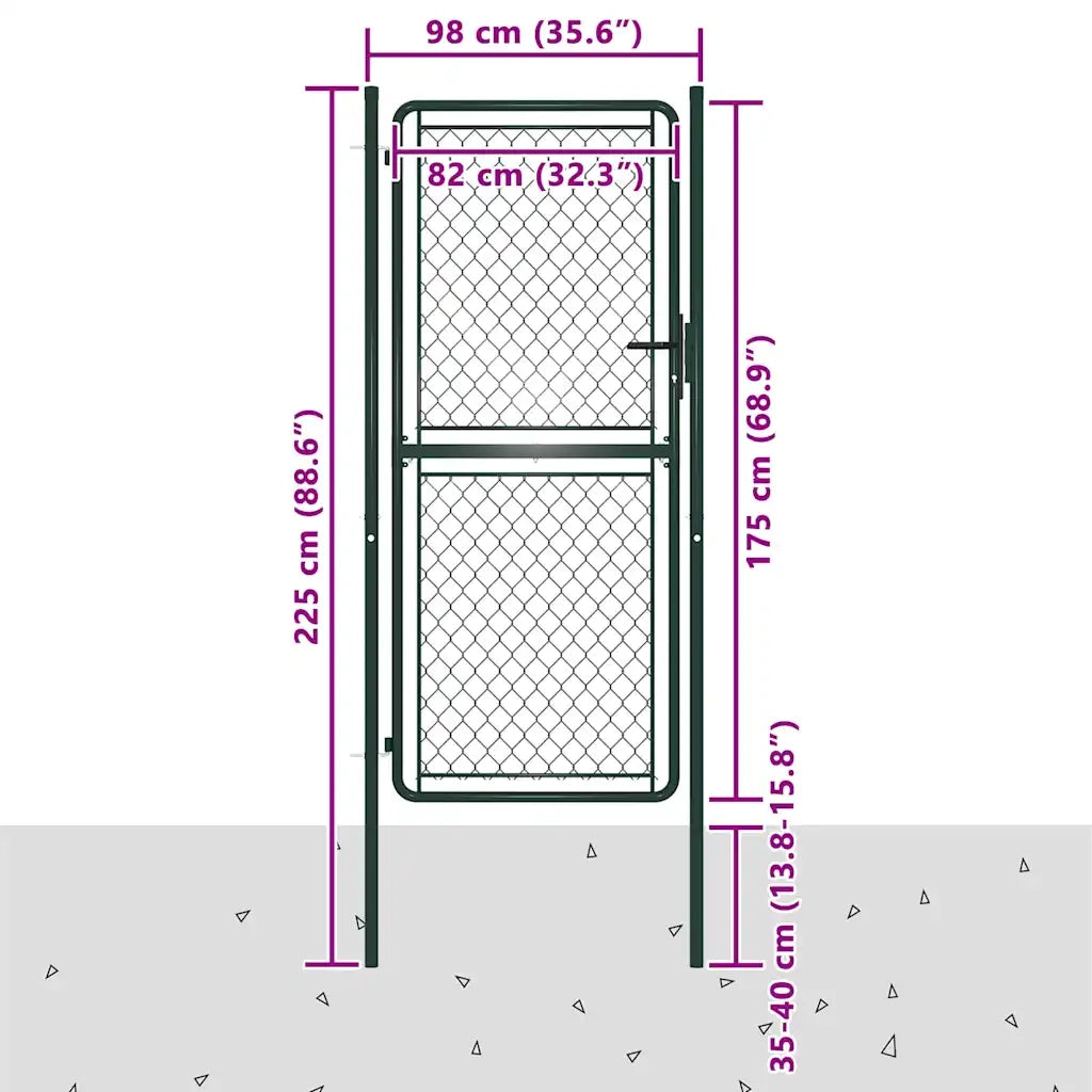 Cancello da Giardino in Acciaio 100x175 cm Verde 144406