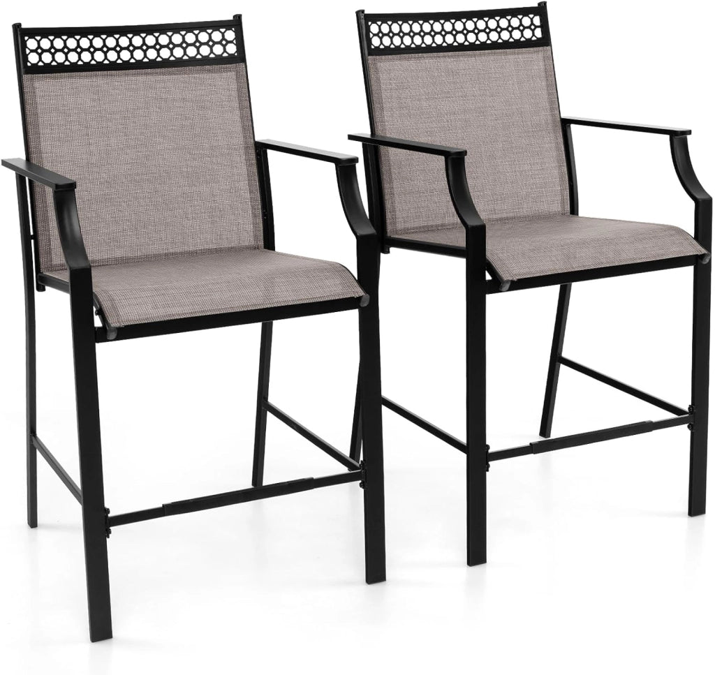Set di 2 sedie da giardino, sgabello da bar con portata fino a 180 kg, sedie da bistrot con poggiapiedi, per giardino, cortile, patio (blu)