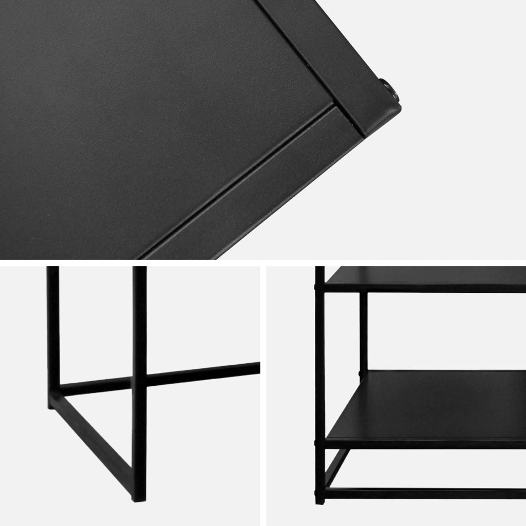 Scrivania in metallo con 2 ripiani, 120cm, nero