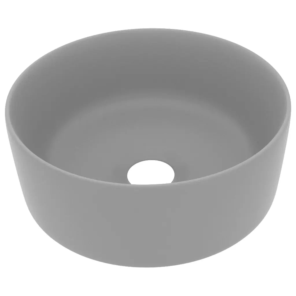 Lavandino Lusso Rotondo Grigio Chiaro Opaco 40x15cm in Ceramica 147015