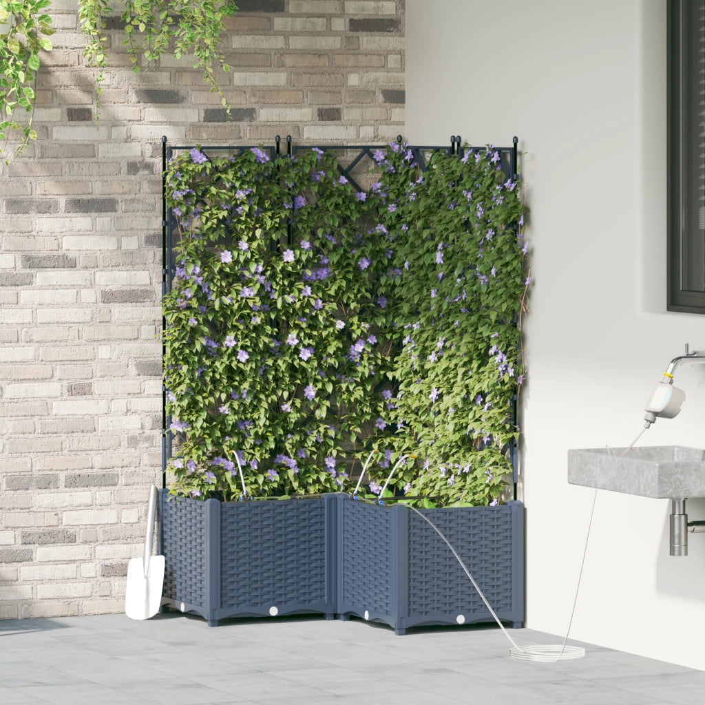 Fioriere da Giardino con Sistema di Irrigazione 3 pcs Grigio