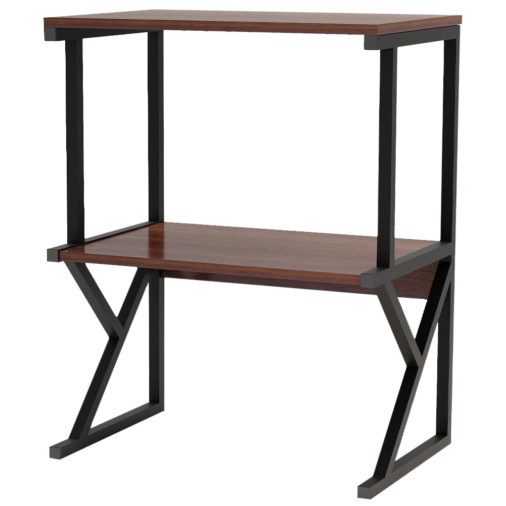 Scaffale da Scrivania Multiuso 3 Ripiani 54x37x69 cm per Stampante Ufficio in MDF Noce e Nero