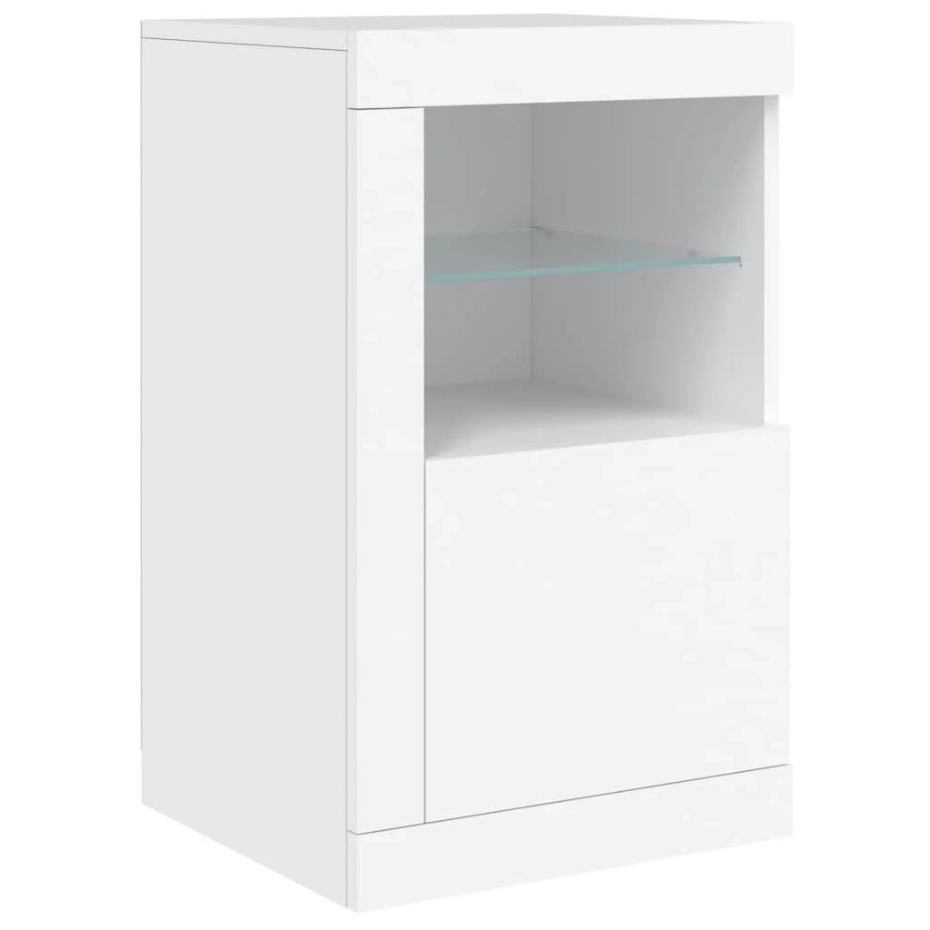 Buffet credenza cassettiera mobiletto mobile contenitore organizer per cucina soggiorno salotto con luci LED 142,5 x 37 x 67 cm bianco 02_0029829