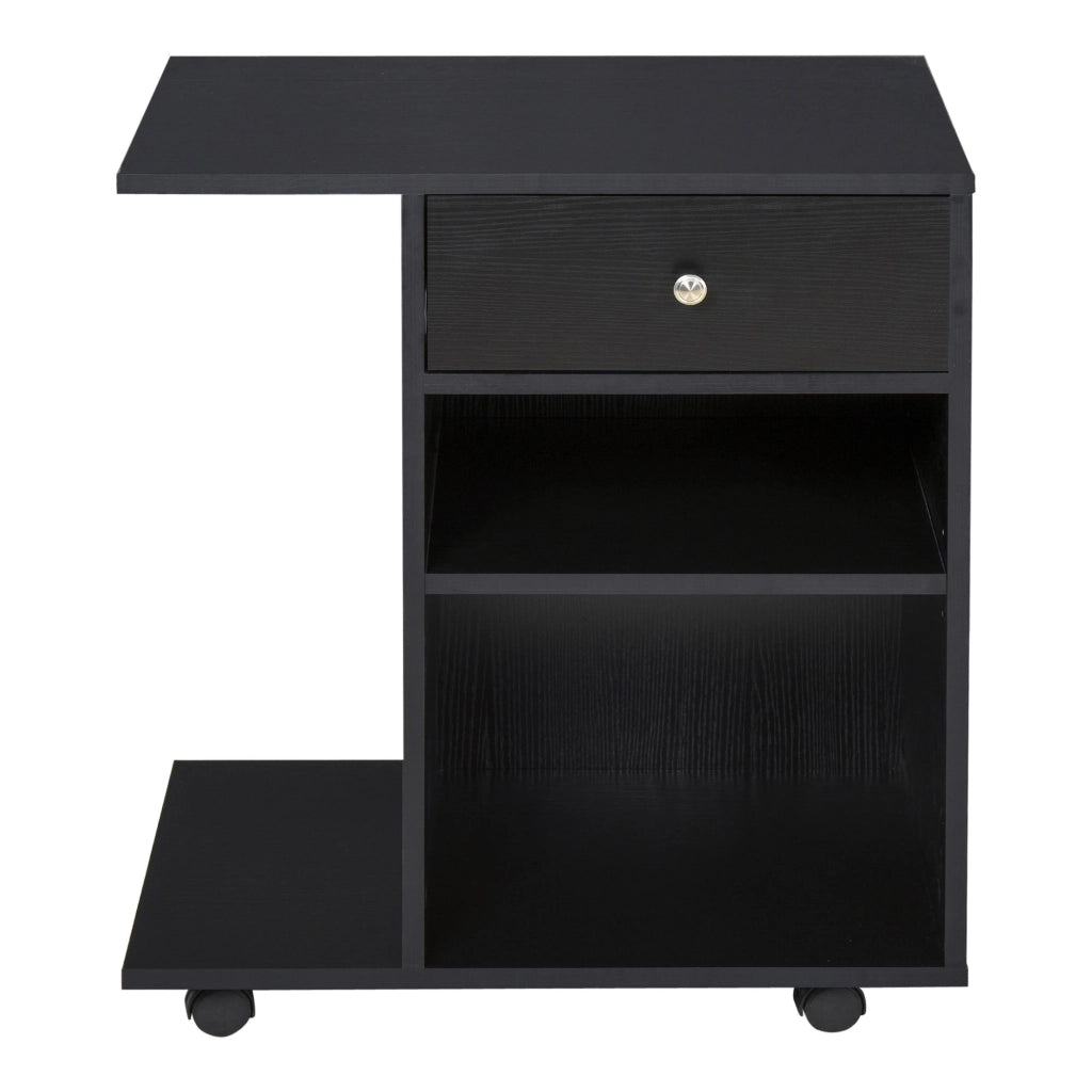 Mobile Porta Stampante con Cassetto e Ripiani ¨C Zephmum ¨C Legno Nero 60x40x68.5cm