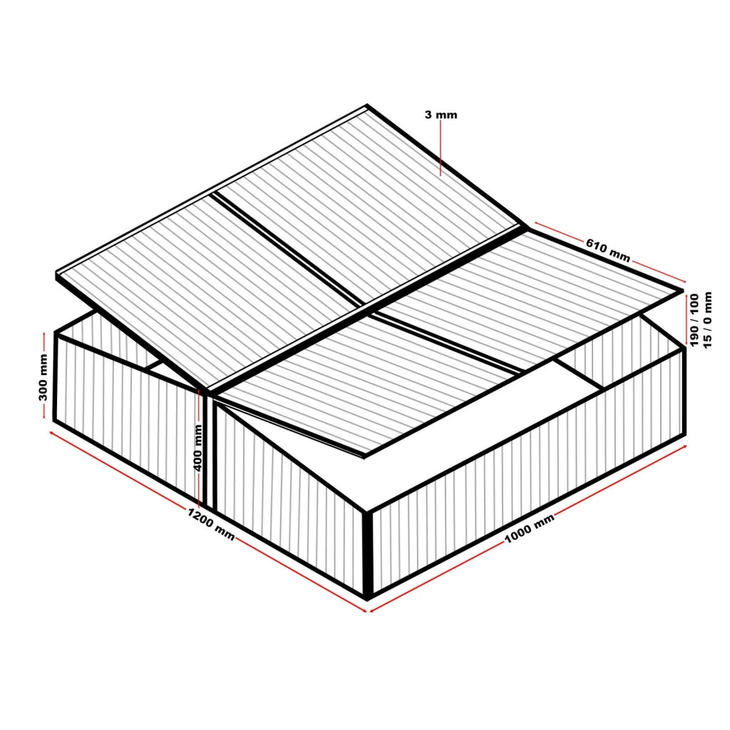 Mini serra doppia da giardino alluminio e policarbonato 100 x 120 x 40 cm apertura tramite molla a gas orto da esterno 16_0002680