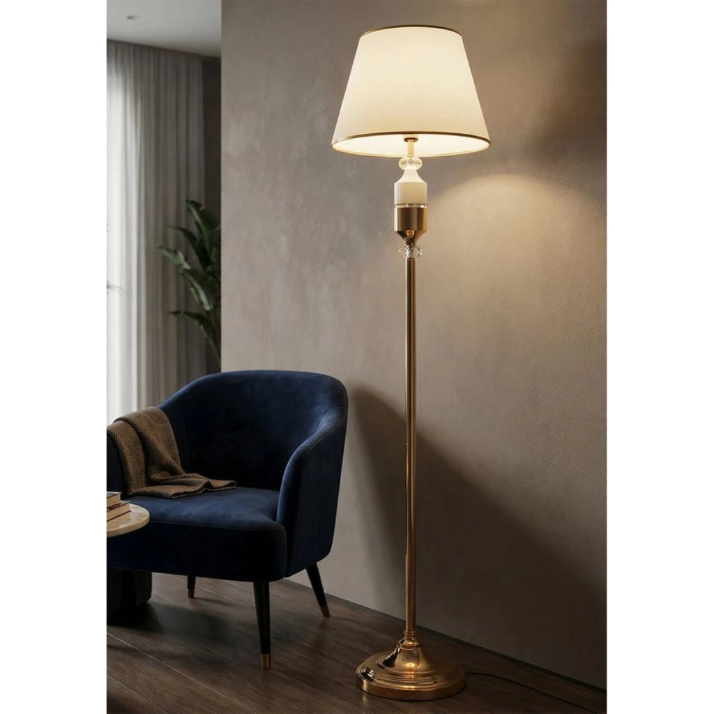 Lampada da Terra VKH904, Bianco, Tessuto, 40x40x160 cm