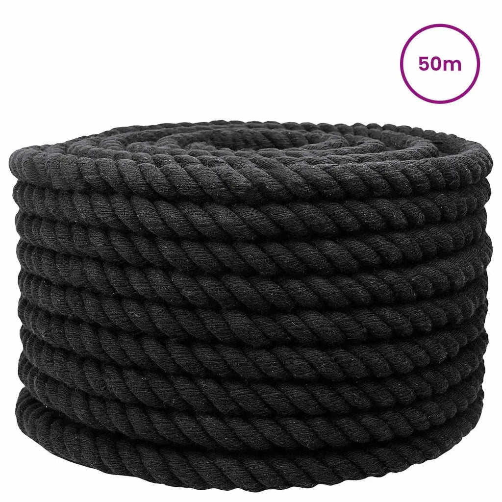 Corda di Cotone 20 mm 50 m Nero 100% Cotone 42011825