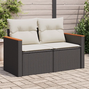 Divano da Giardino con Cuscini a 2 Posti Nero in Polyrattan 366008