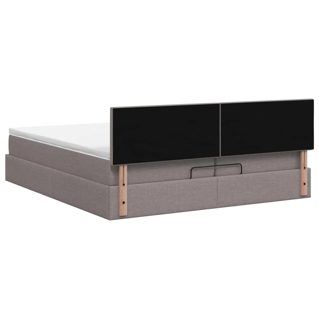 Letto Ottomano con Materasso e LED Tortora 200 x 200 cm Tessuto 3456937