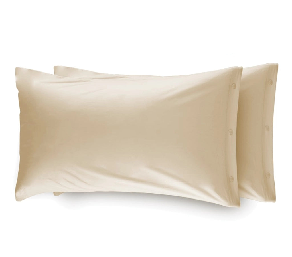 Completo Lenzuola In 100% Cotone In Tinta Unita Made In Italy - Francese - Beige