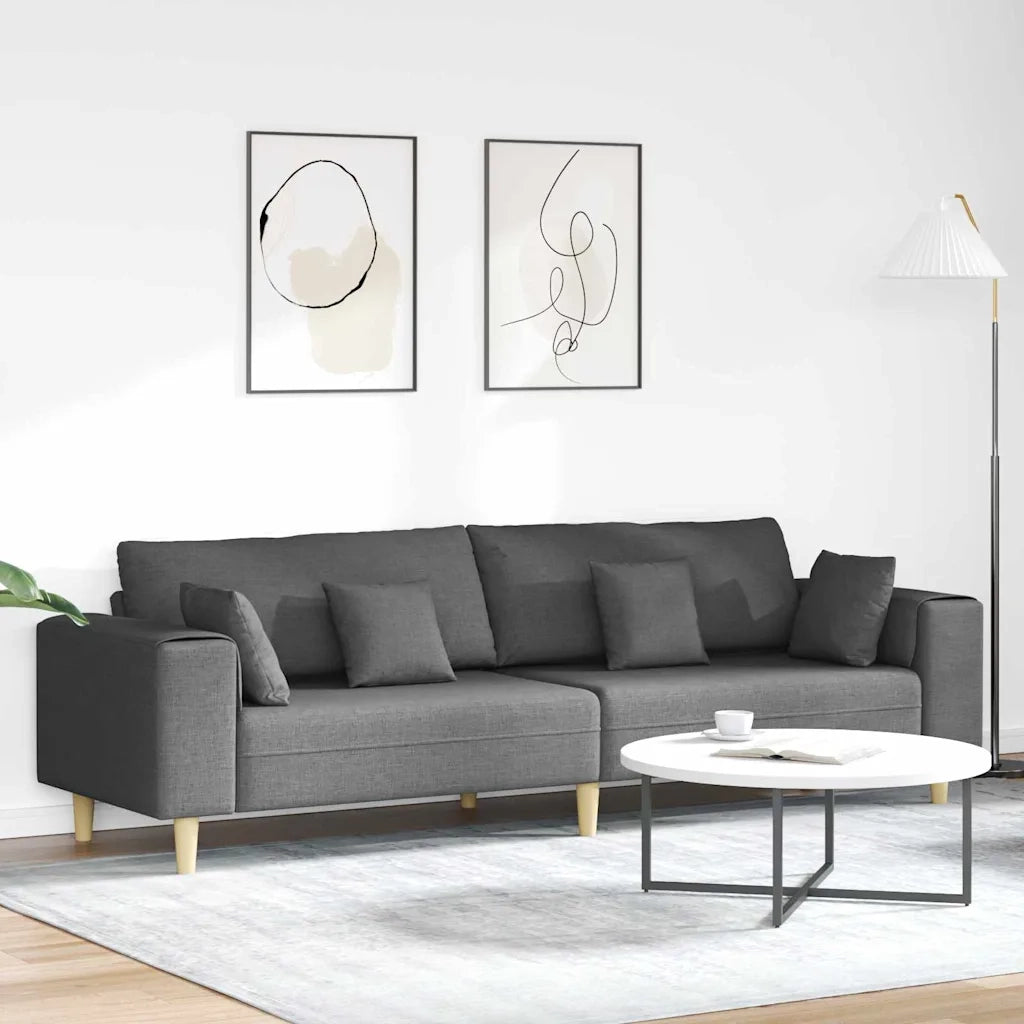 Divano con cuscino Grigio scuro 250 x 77 x 76 cm Tessuto 3335144