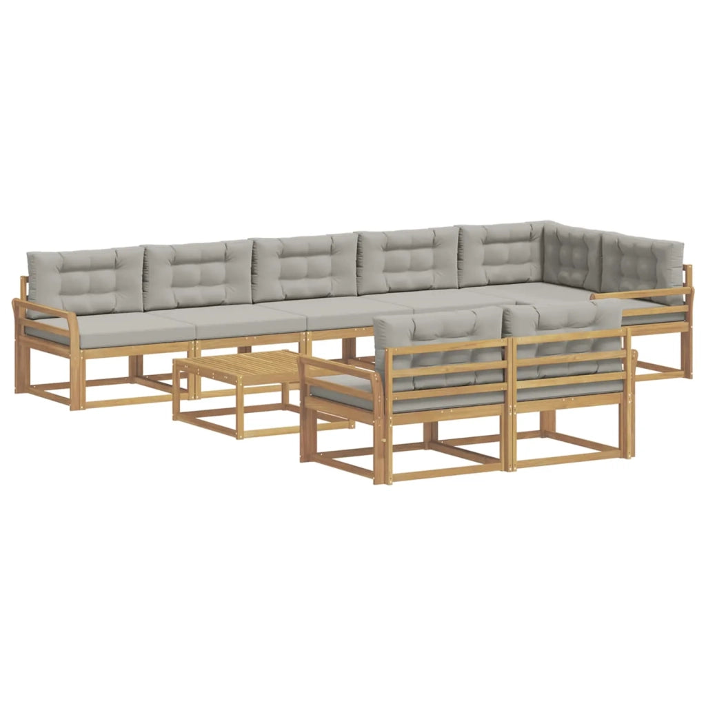 Set di divani da esterno 9 pcs Bianco e Grigio Chiaro