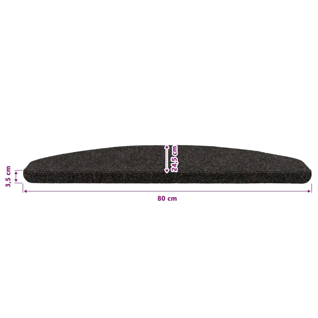 Tappetini per scale autoadesivi 15 pcs Nero 80 x 28 x 3,5 cm