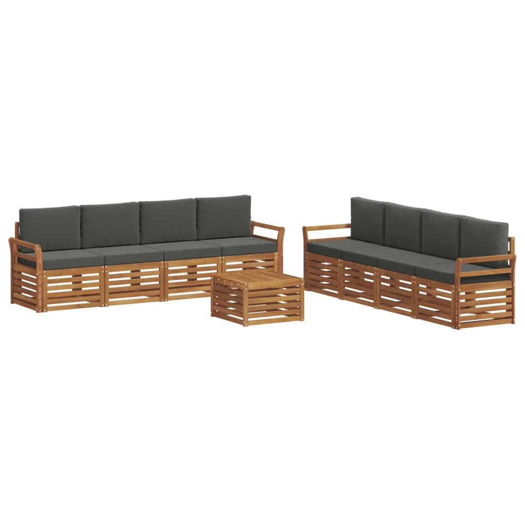 Set divani 9 pcs Naturale e Antracite Legno di Acacia Massello 3374572