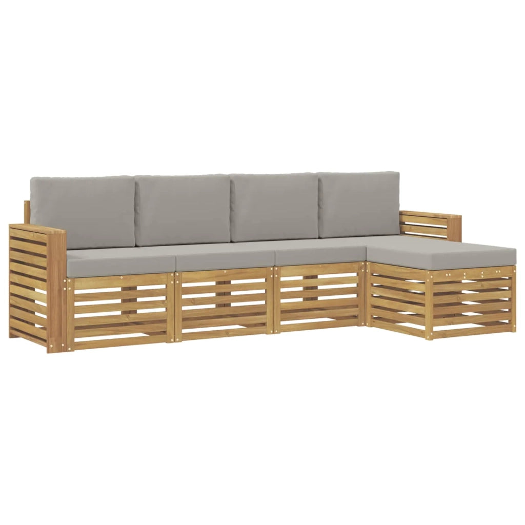 Set di divani da esterno 5 pcs Bianco e Grigio Chiaro 3391681