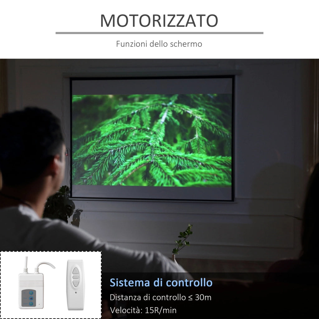Schermo Proiettore Motorizzato 120 Pollici ¨C Zephmum ¨C Bianco 244x183 cm Parete Soffitto