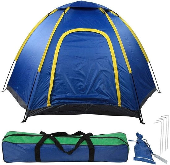 Tenda per Campeggio per 3-4 Persone - Imbottita - Resistente al Vento - Resistente ai Raggi UV - Impermeabile - Materiale Sostenibile - Tenda per Campeggio