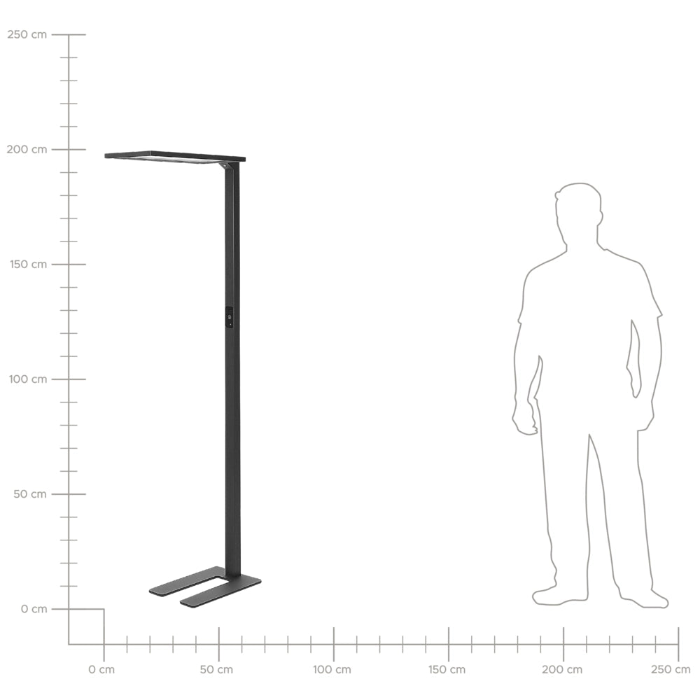 Lampada LED da terra in alluminio nero altezza 196 cm Interruttore a sfioramento Dimmerabile Sensore Illuminazione moderna Home Office