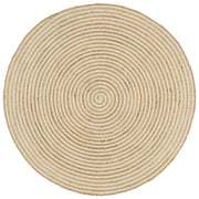 Tappeto Lavorato a Mano in Juta Design a Spirale Bianco 90 cm cod mxl 67804