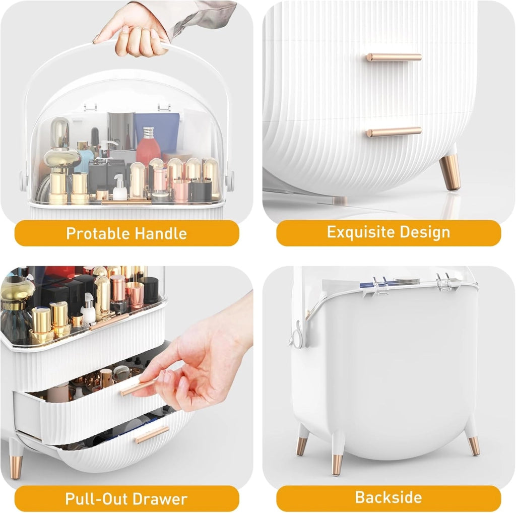 ZMH Porta trucchi da scrivania con più cassetti contenitore per cosmetici bianco 25 x 18,5 x 37 cm