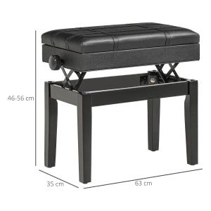 PANCHINA PER PIANOFORTE regolabile con vano contenitore 63x35x46-56 cm nero