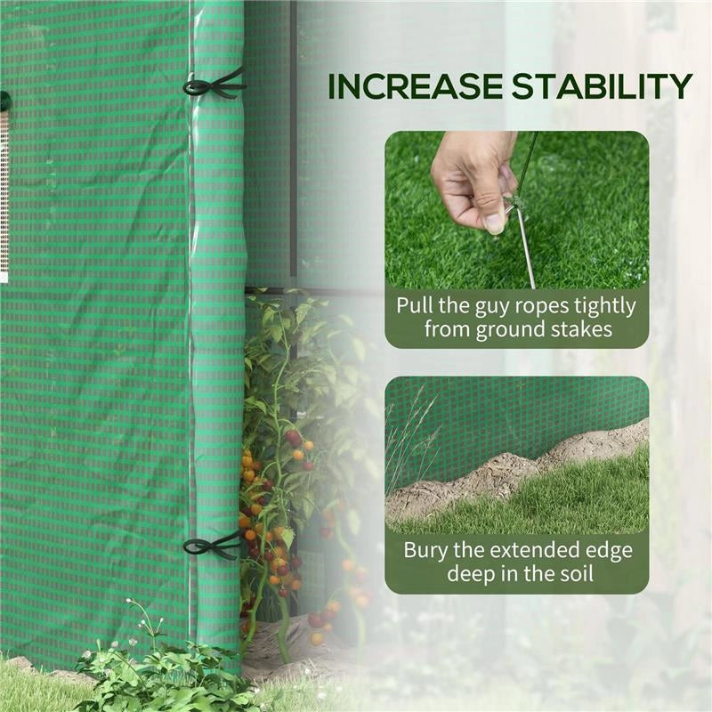 SERRA DA GIARDINO A MURO CON 2 PORTE AVVOLGIBILI E COPERTURA IN PE ANTI UV, 200X80X200CM, VERDE